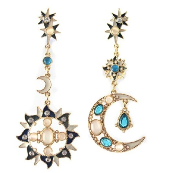 SUN MOON DROP EARRING SET - Picture 1 of 3
